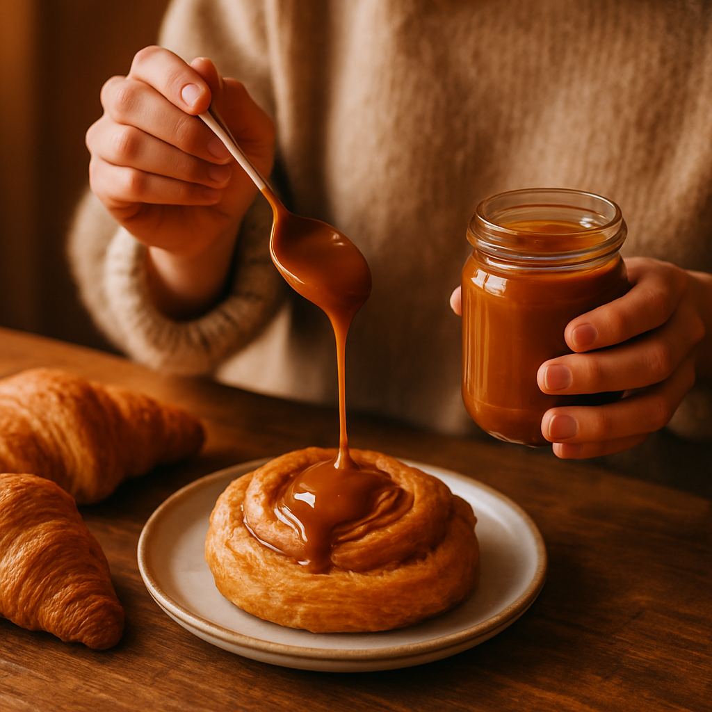 Dulce de leche sobre una factura