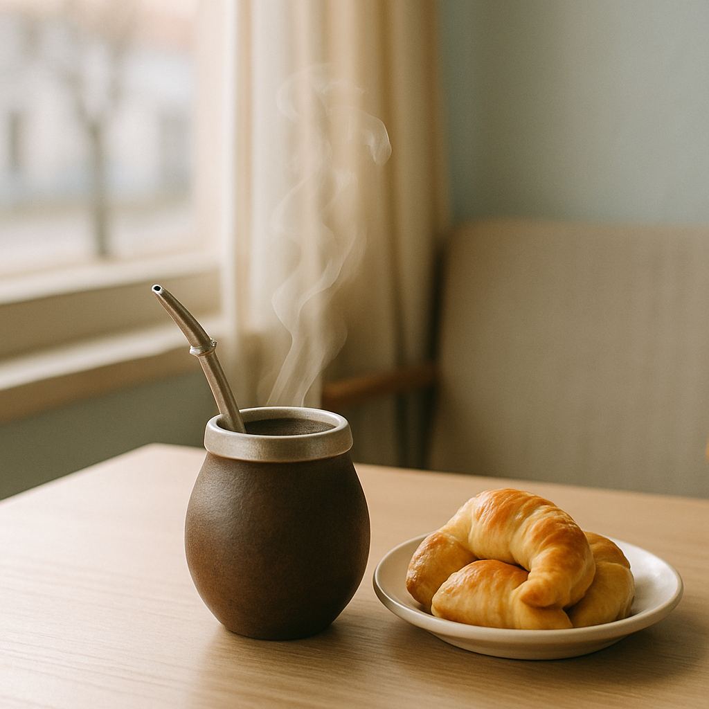 Mate y medialunas en la mesa